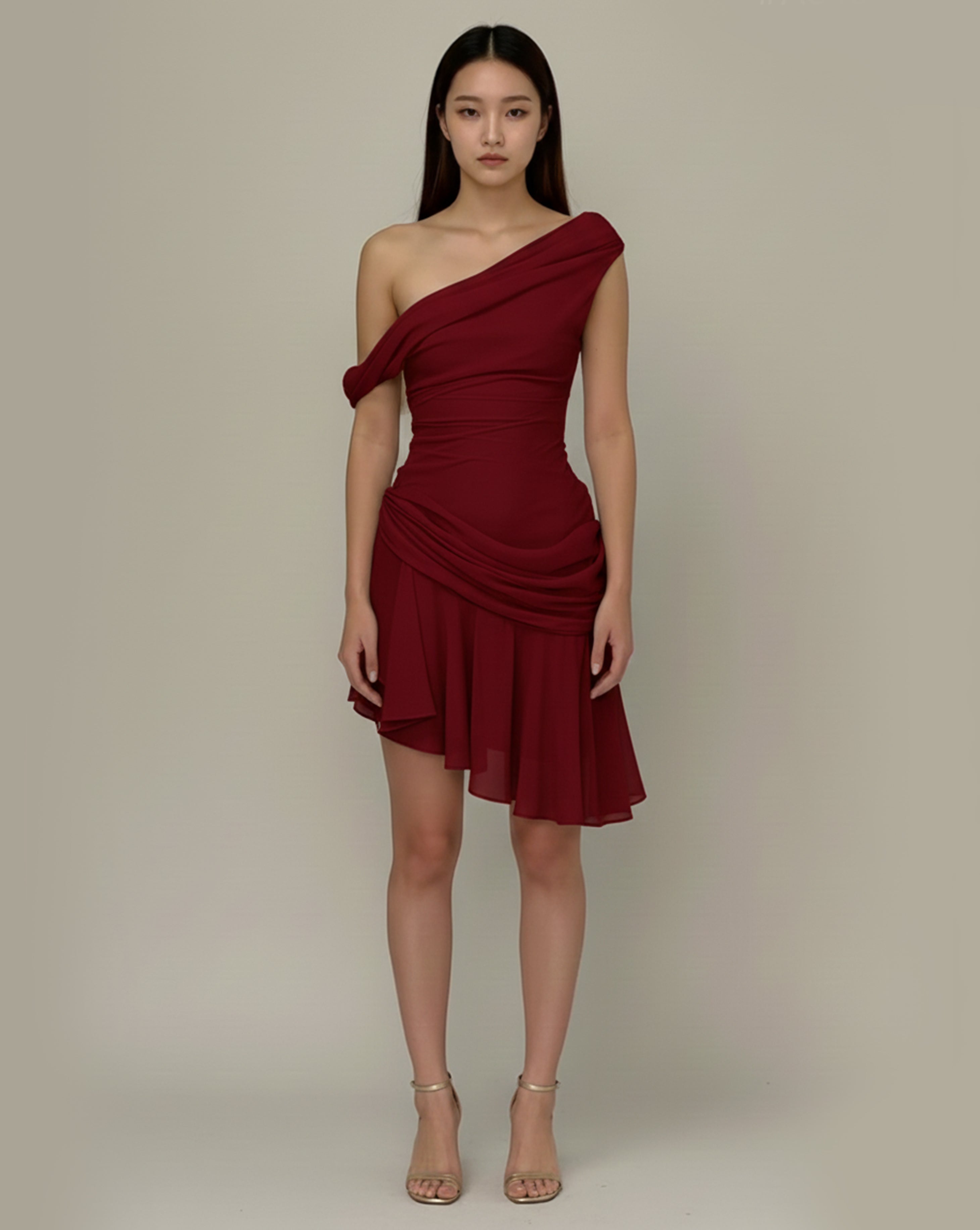 Adelia Elegant Drape Dress